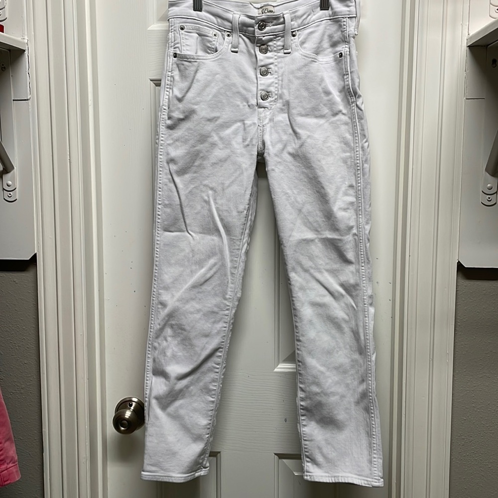 J crew white button fly 10” vintage straight